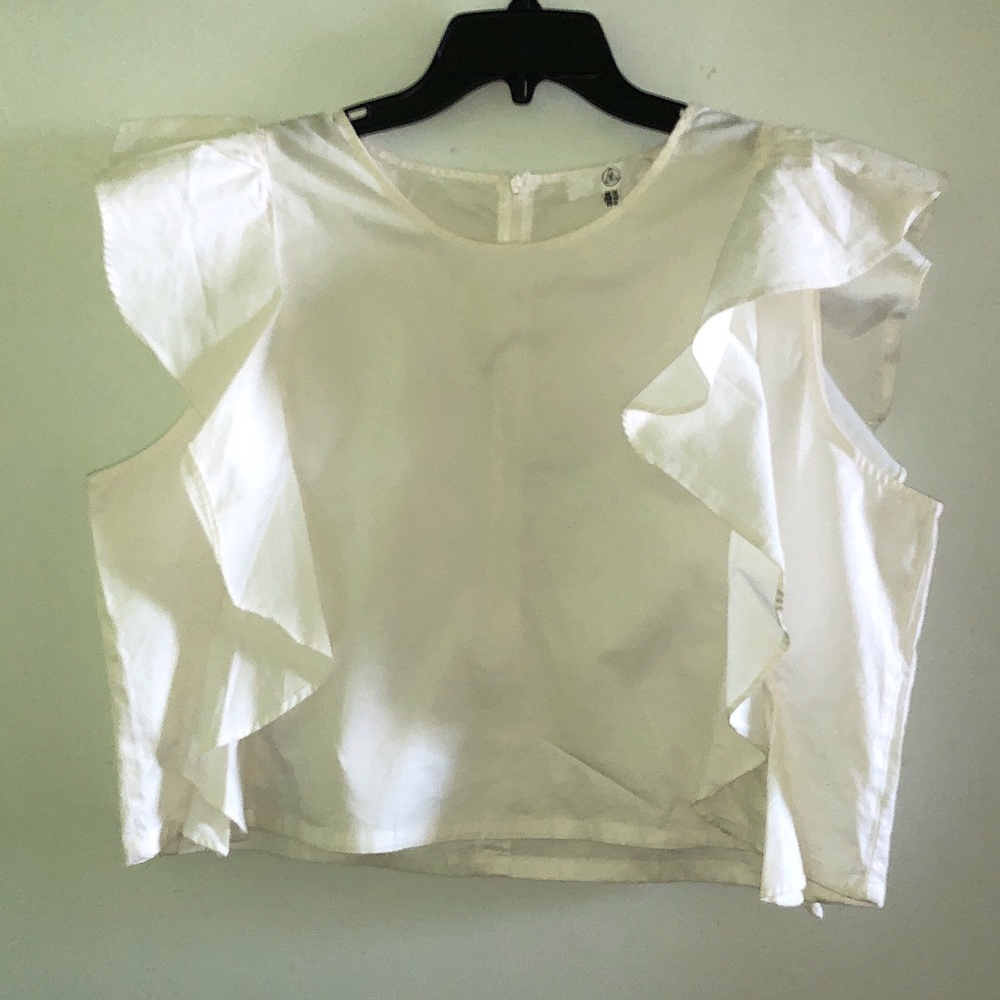 MISGUIDED | White Ruffle Sleeve Top - Picture 1 of 5